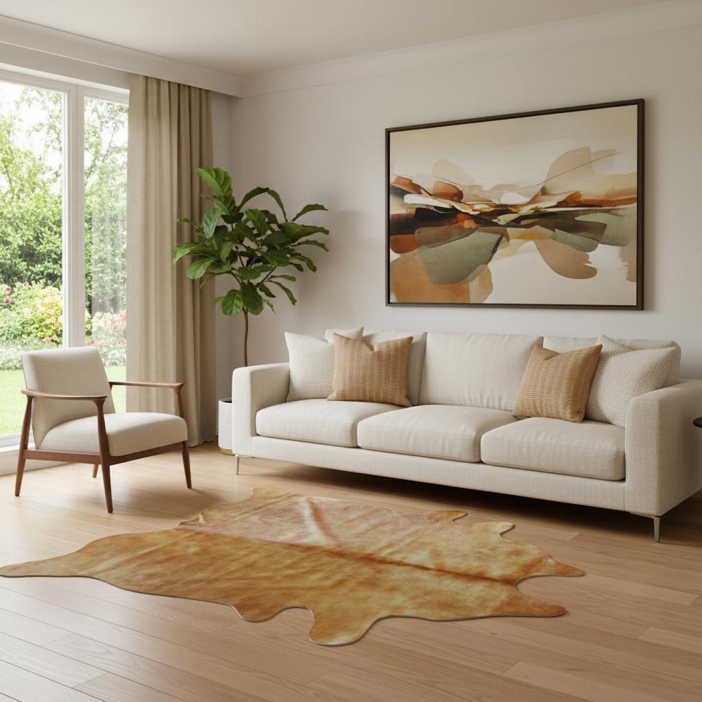 5′ X 7′ Tan Cowhide Area Rug