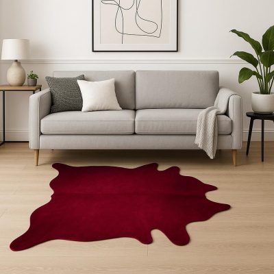 5′ X 7′ Burgundy Cowhide Area Rug