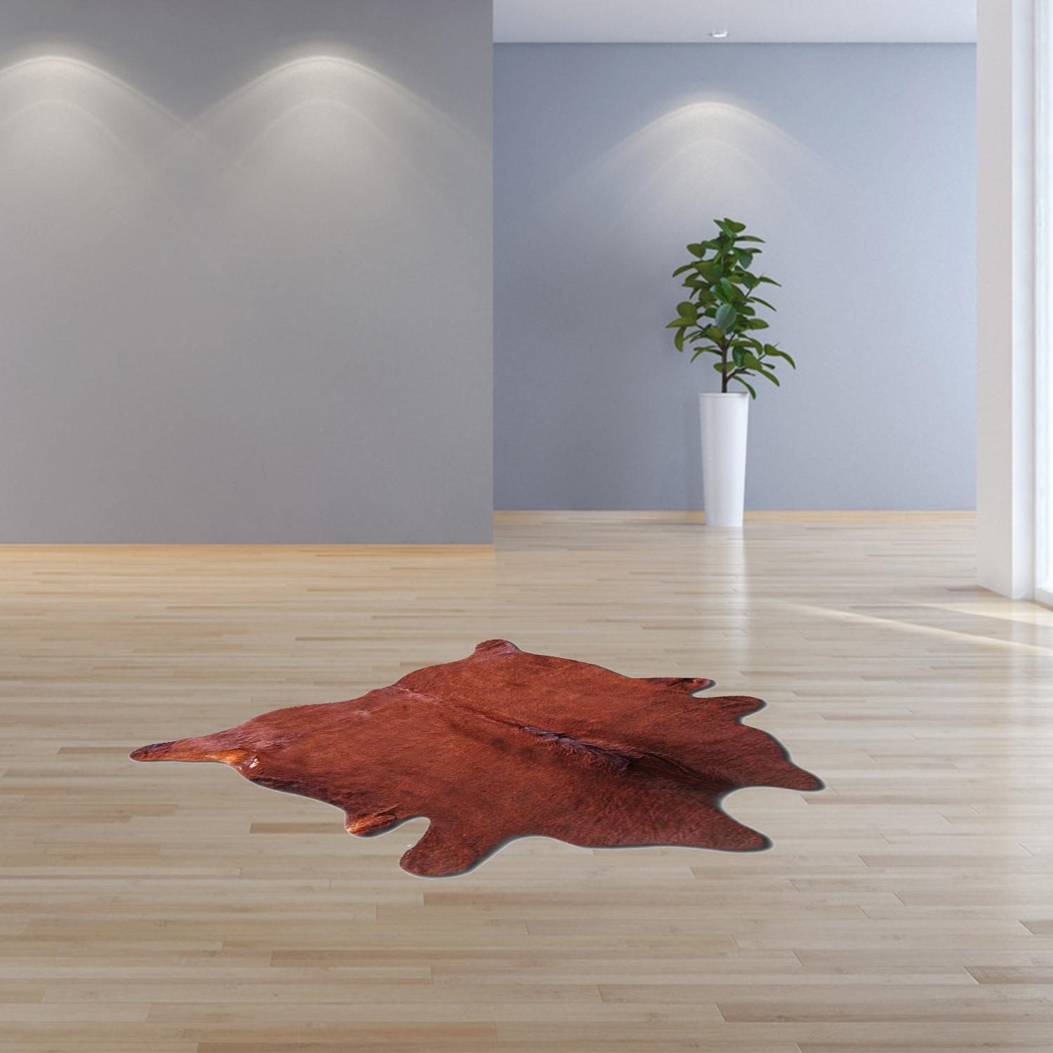 5′ X 7′ Brown Cowhide Print Area Rug