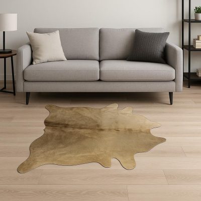 5′ × 7′ Taupe Cowhide Print Area Rug