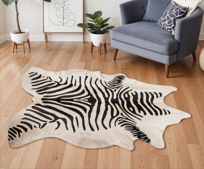5′ X 7′ Zebra Stripe Natural Cowhide Area Rug