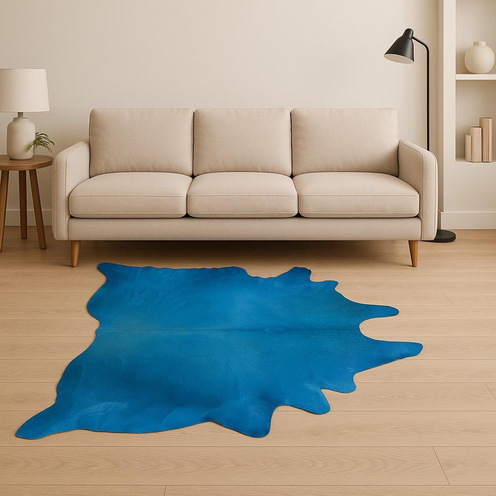 5′ X 7′ Blue Cowhide Handmade Area Rug