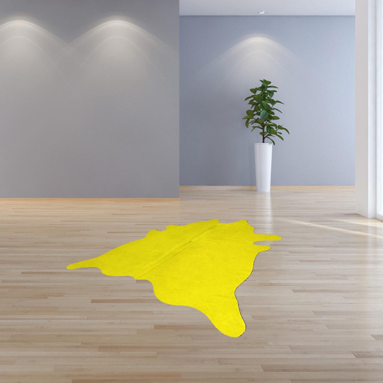 5′ X 7′ Yellow Cowhide Area Rug
