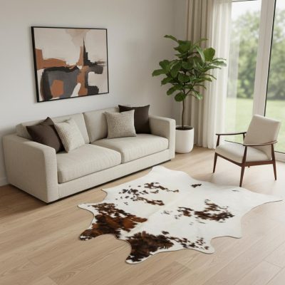 5′ X 7′ Brown And White Cowhide Area Rug