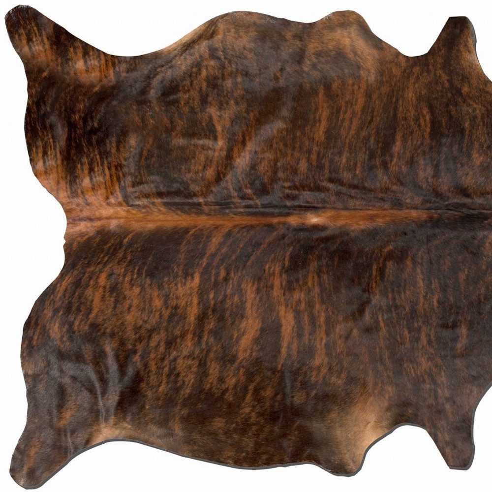5′ X 7′ Brown And Black Cowhide Print Area Rug