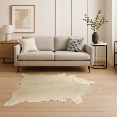 5′ X 7′ Ivory Cowhide Print Area Rug