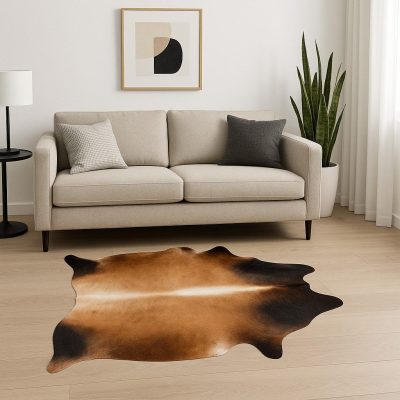 6′ X 7′ Tan Cowhide Print Area Rug