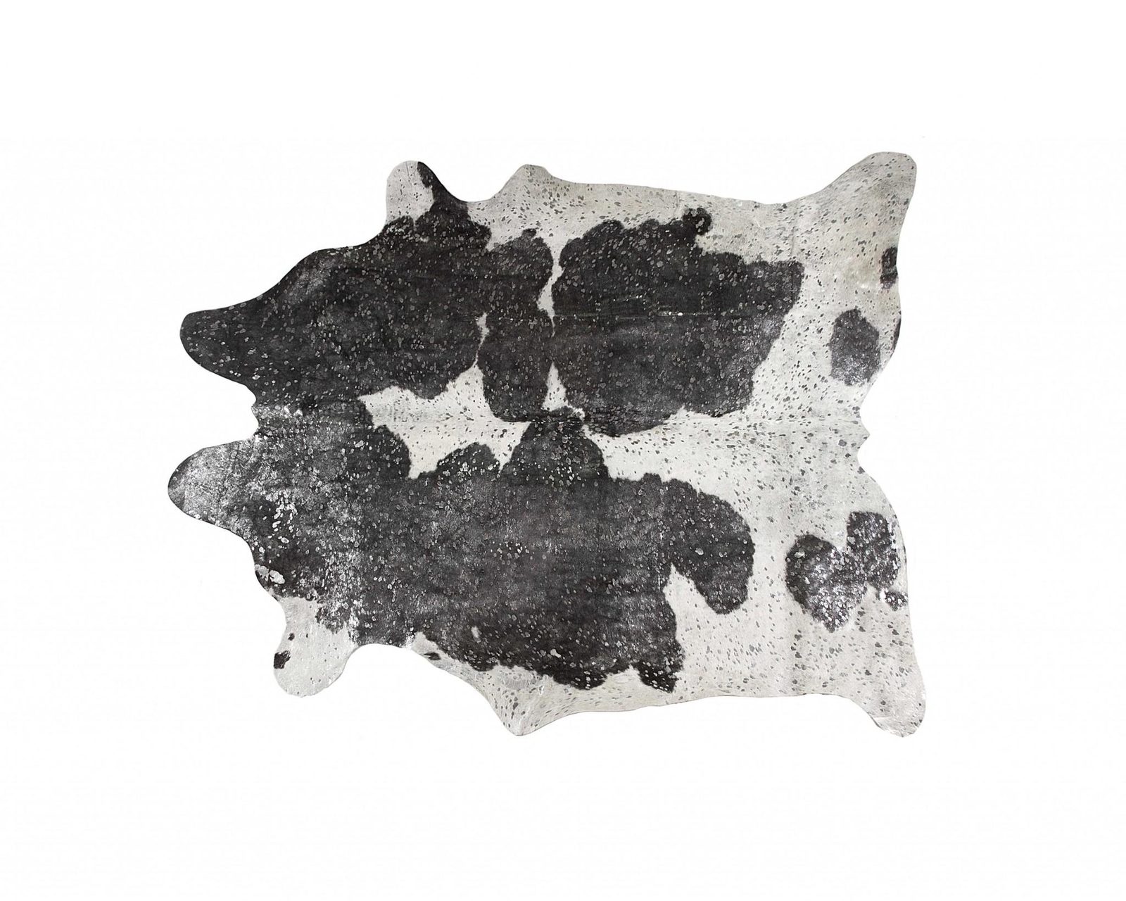 6′ X 7′ Black and Silver Cowhide Print Area Rug