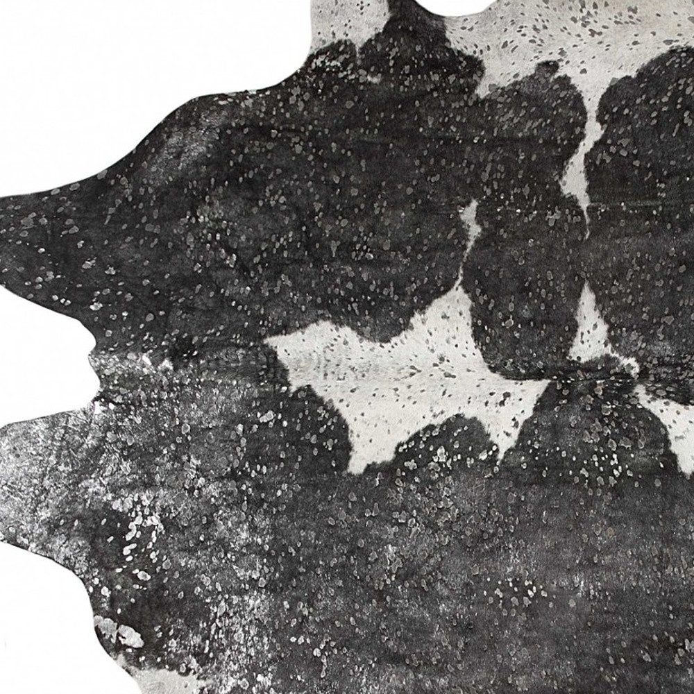 6′ X 7′ Black and Silver Cowhide Print Area Rug