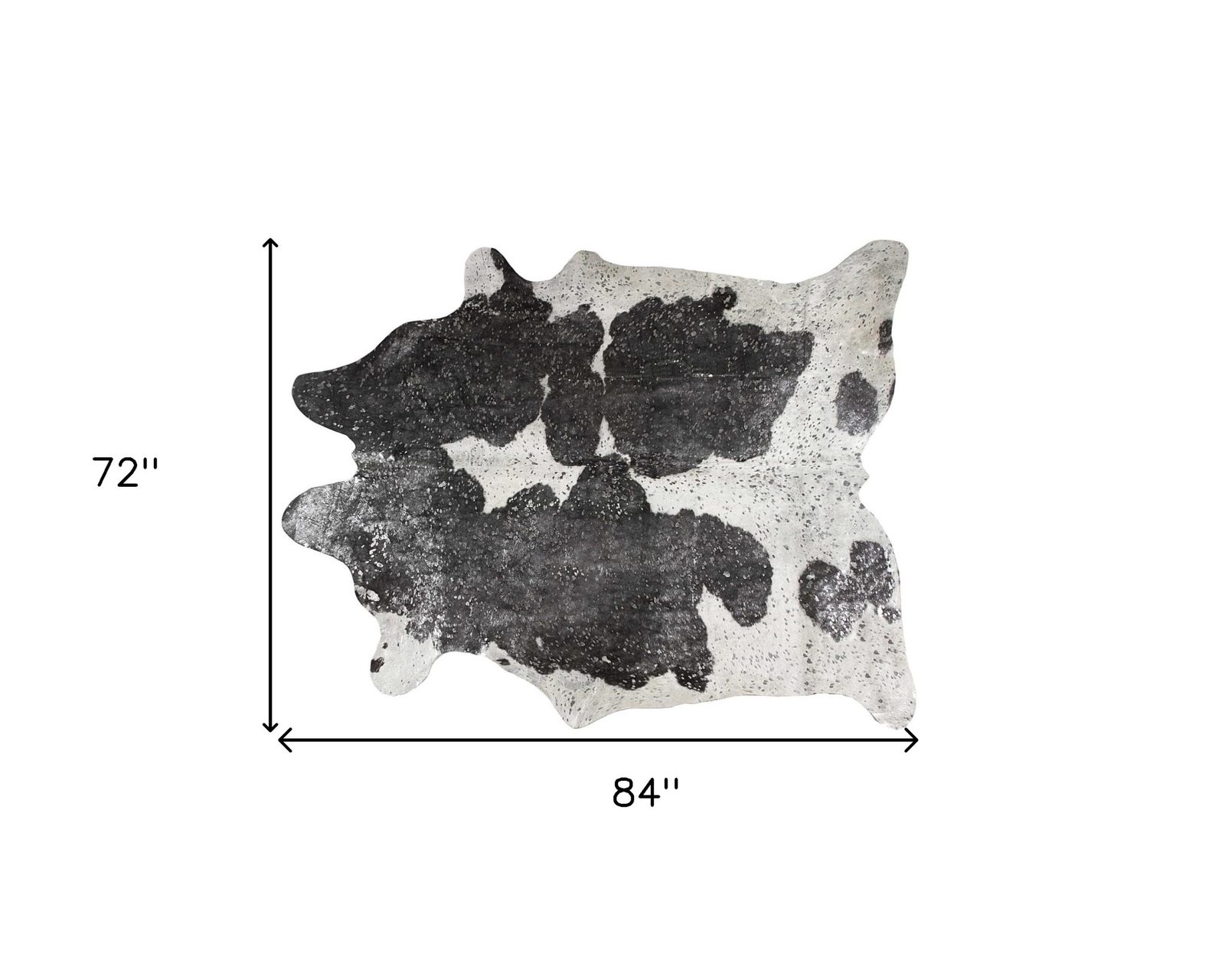 6′ X 7′ Black and Silver Cowhide Print Area Rug