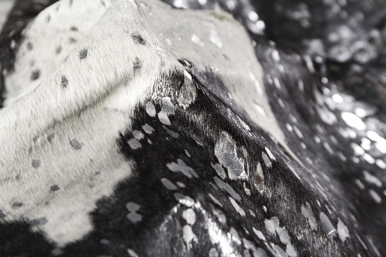 6′ X 7′ Black and Silver Cowhide Print Area Rug