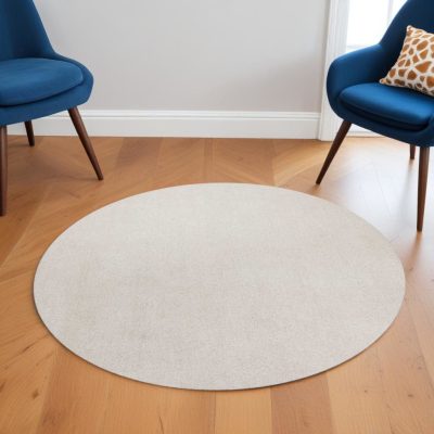 6′ Ivory Shag Round Rug