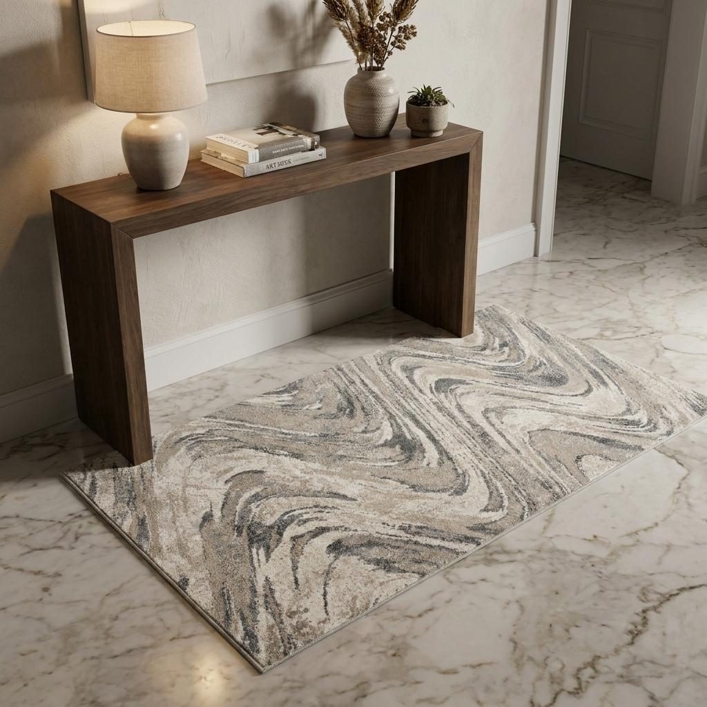 3′ X 5′ Gray And Tan Abstract Area Rug