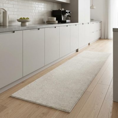 8′ Ivory Shag Hand Woven Runner Rug