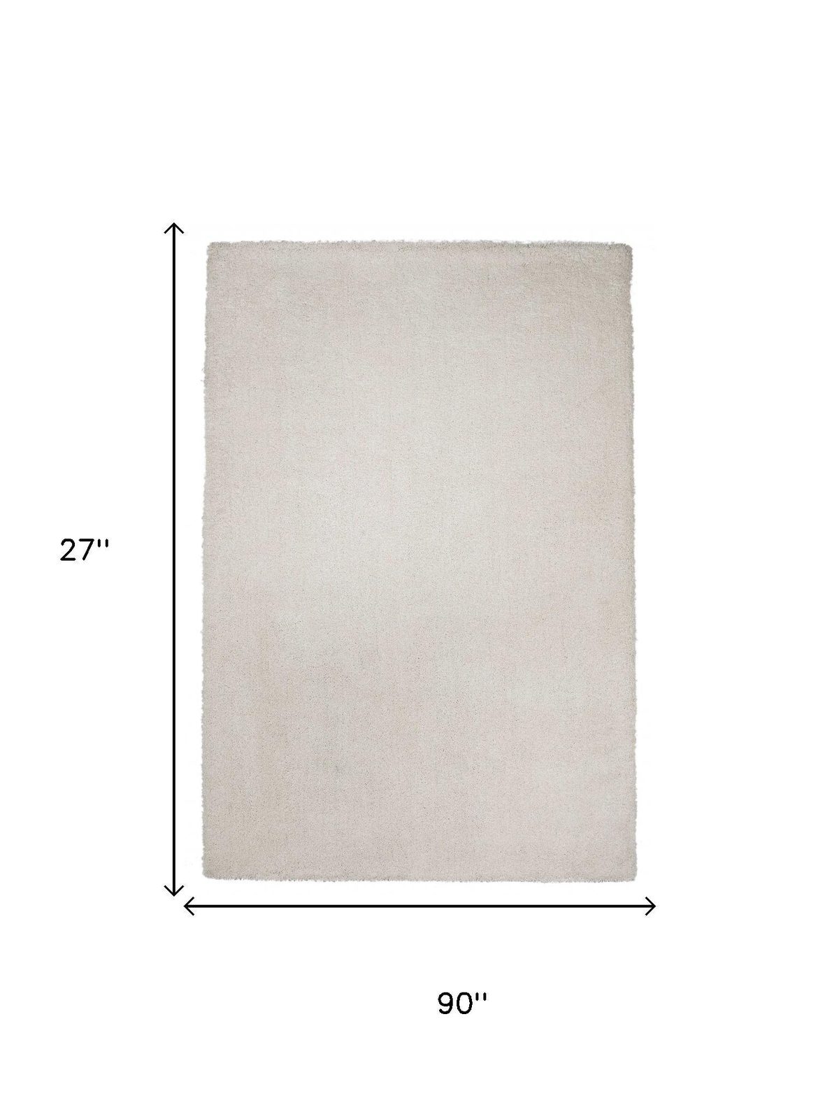 8′ Ivory Shag Hand Woven Runner Rug