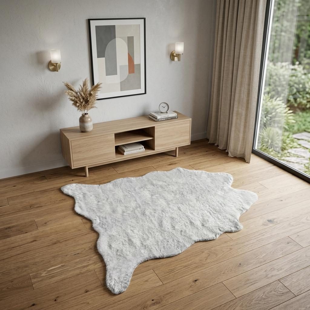 4′ X 5′ Gray Faux Fur Washable Area Rug