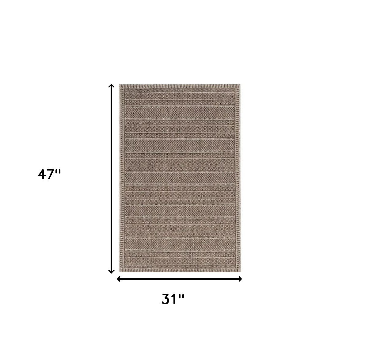 3′ X 4′ Brown Geometric Indoor Outdoor Area Rug