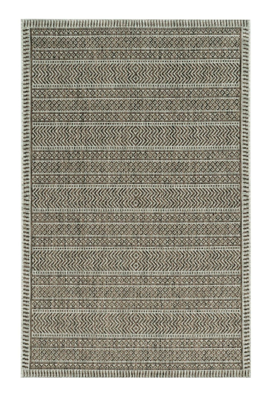 8′ X 11′ Brown And Ivory Geometric Area Rug
