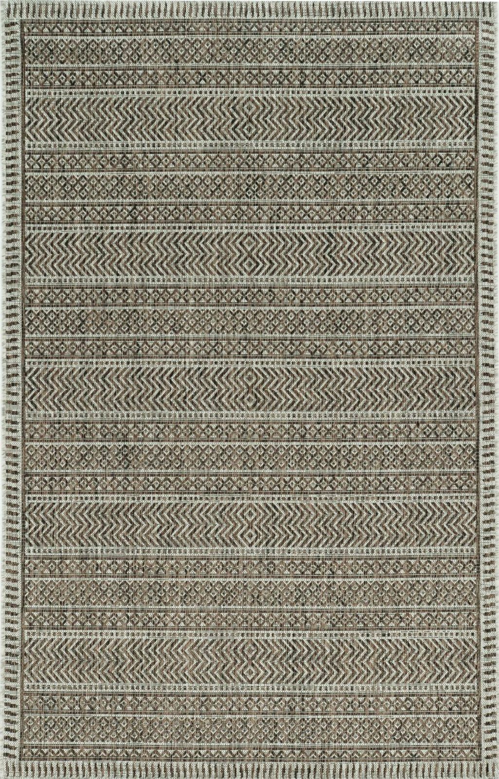 8′ X 11′ Brown And Ivory Geometric Area Rug