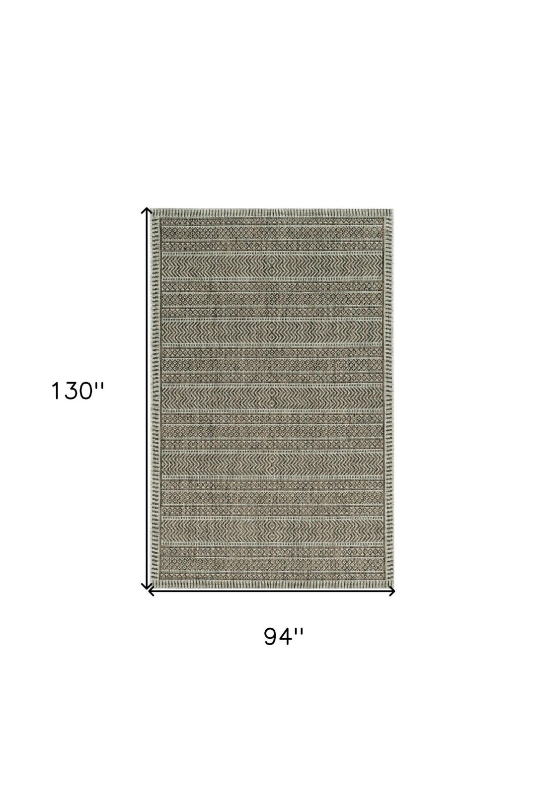 8′ X 11′ Brown And Ivory Geometric Area Rug