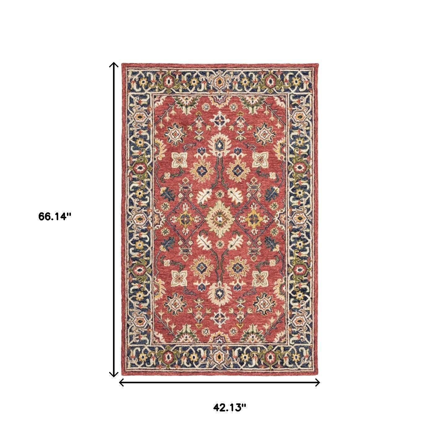4′ X 6′ Red And Blue Bohemian Area Rug
