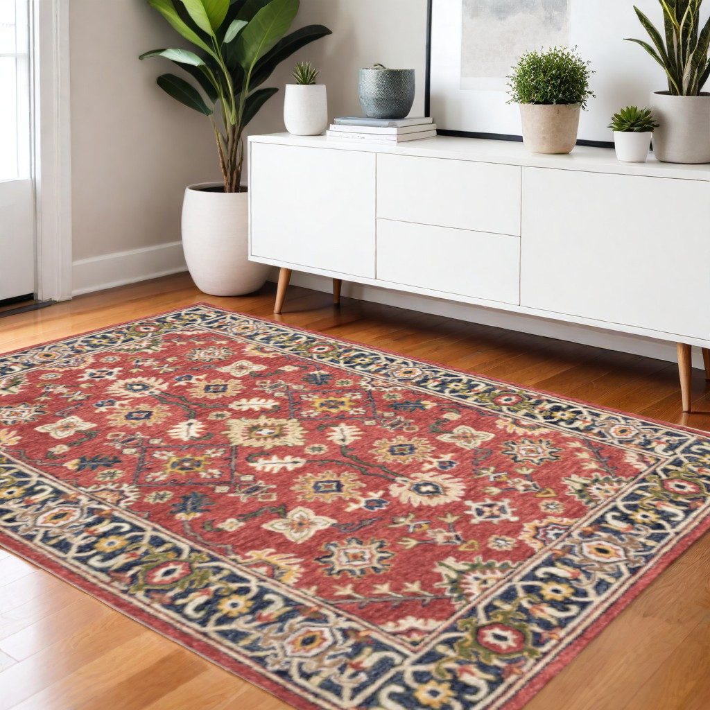 4′ X 6′ Red And Blue Bohemian Area Rug