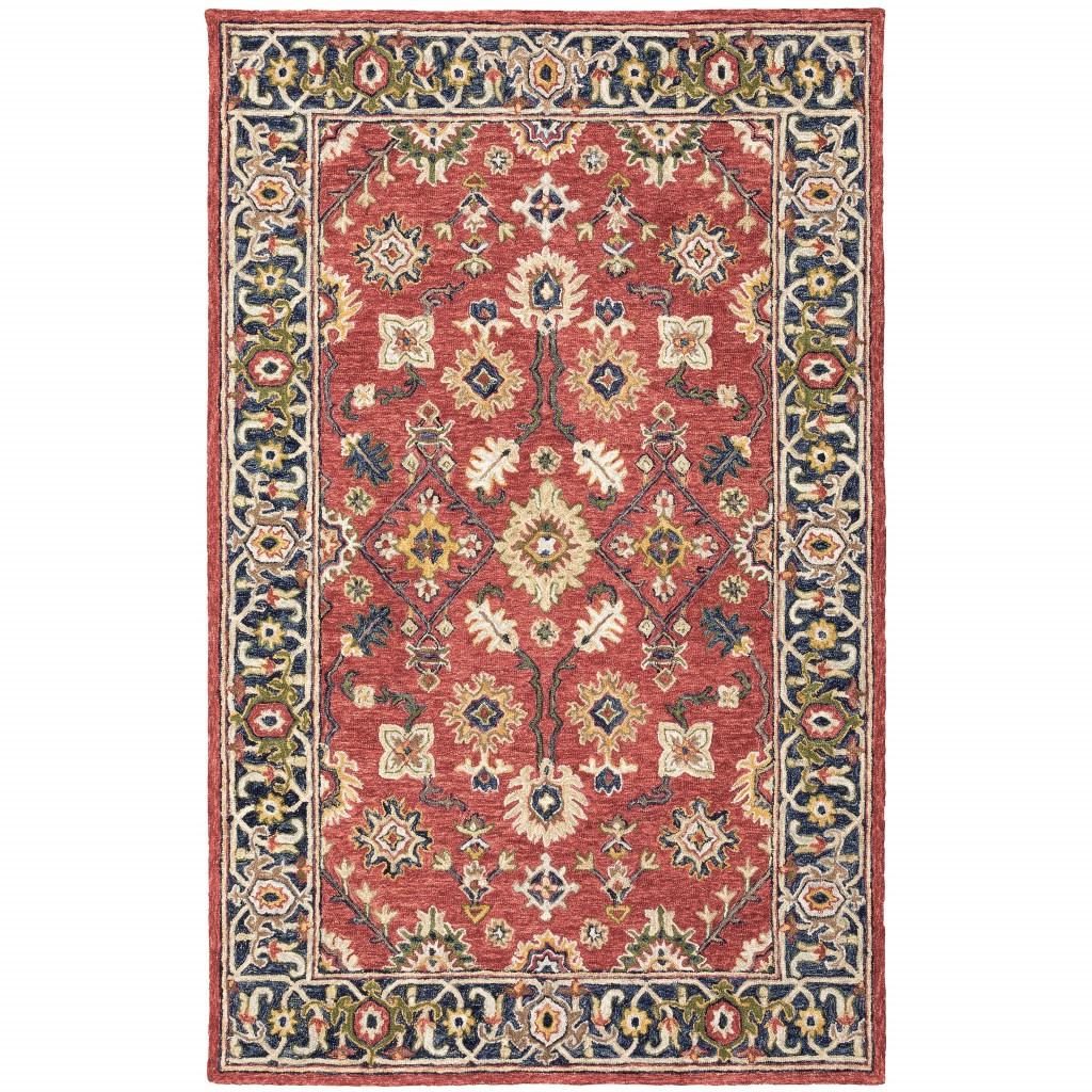 5′ X 8′ Red And Blue Bohemian Area Rug