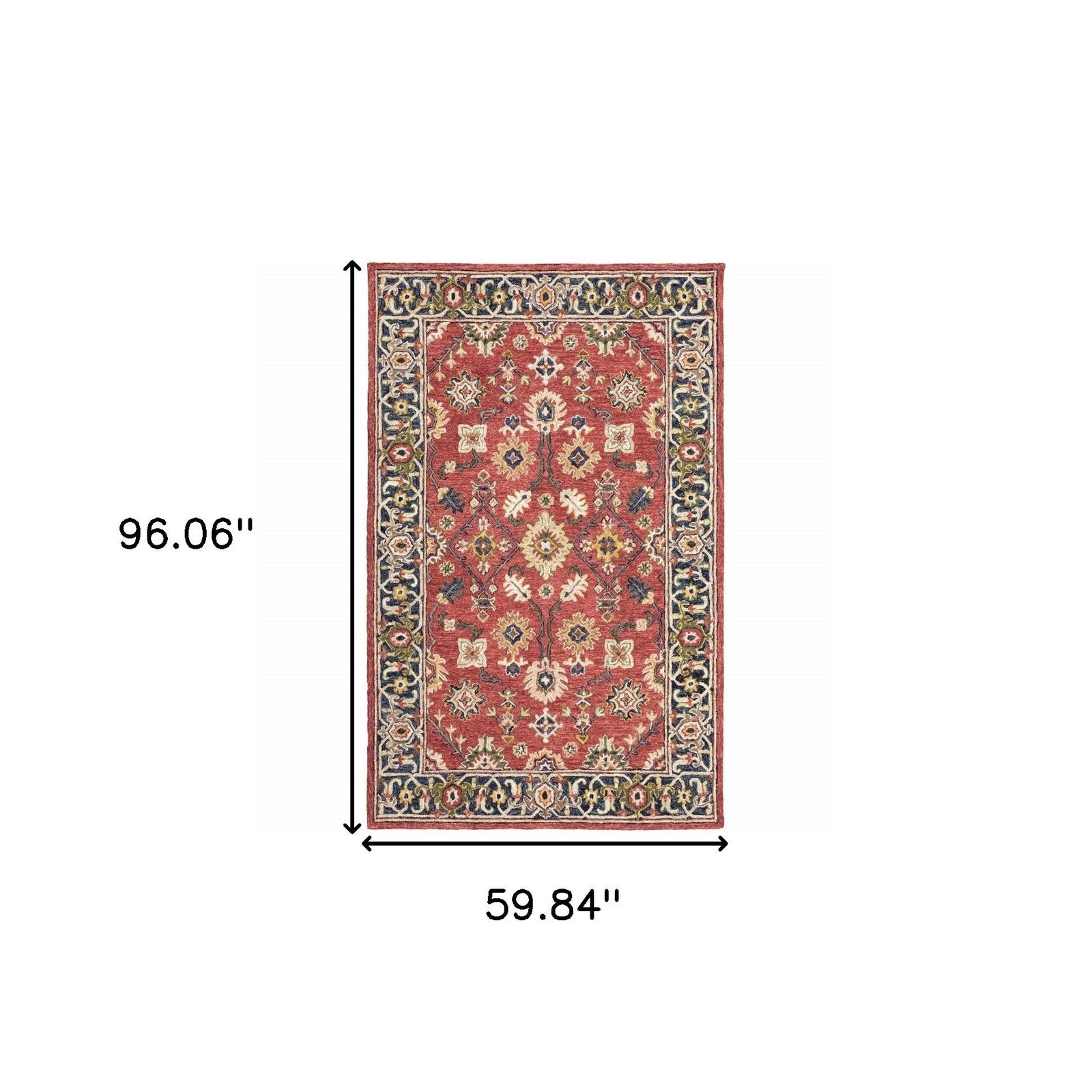 5′ X 8′ Red And Blue Bohemian Area Rug