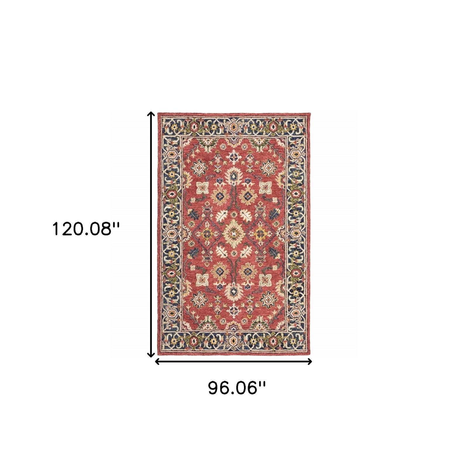 8′ X 10′ Red And Blue Bohemian Area Rug