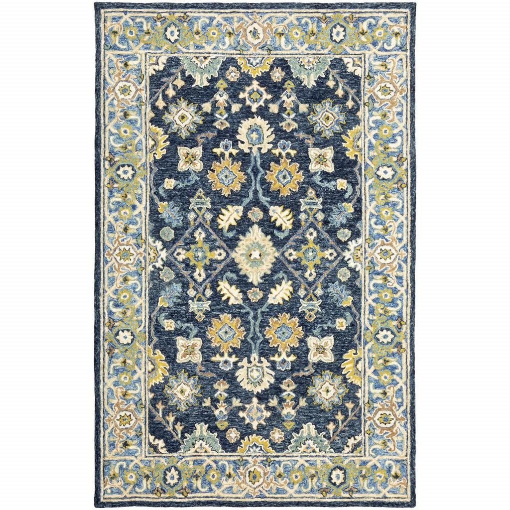 4′ X 6′ Navy And Blue Bohemian Area Rug