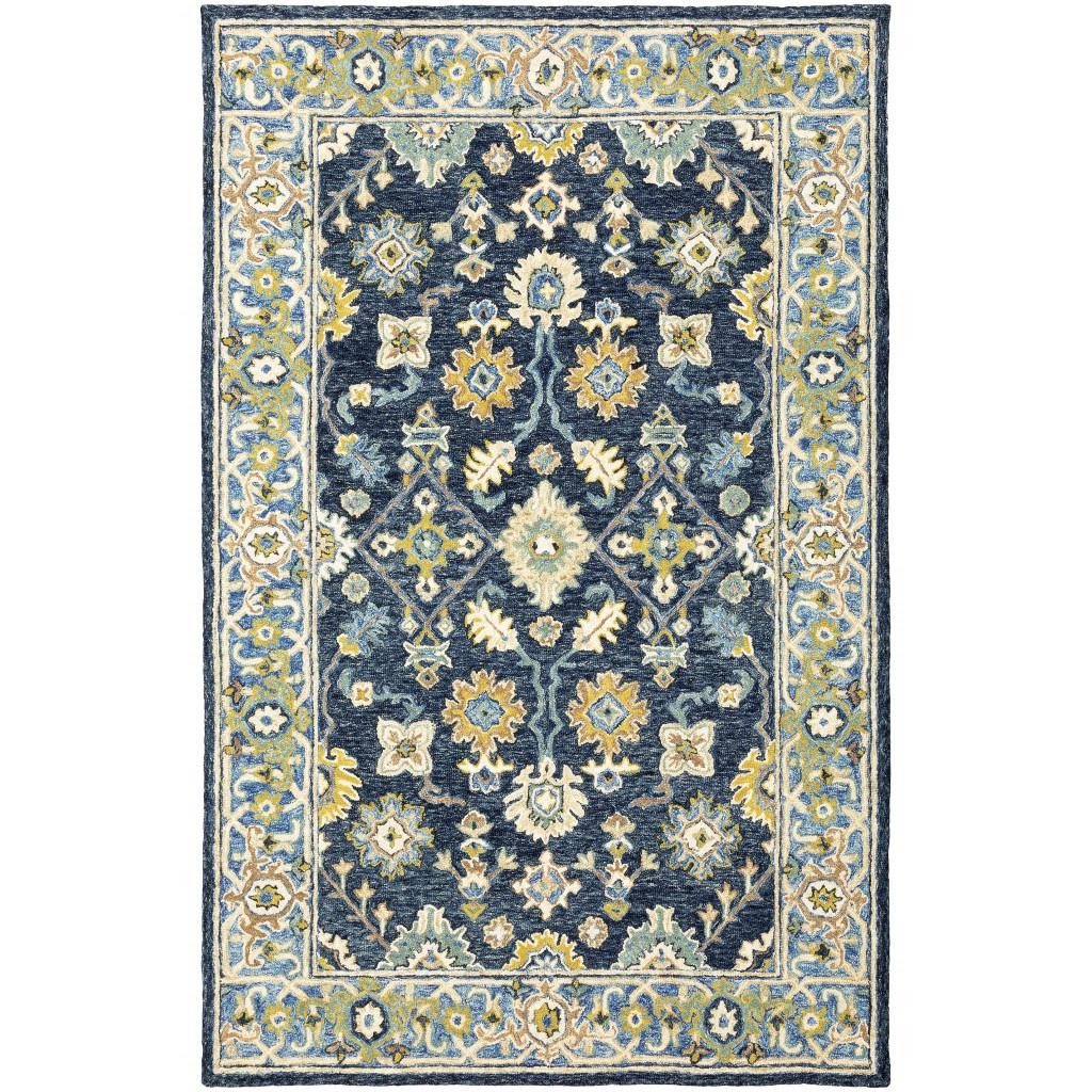 4′ X 6′ Navy And Blue Bohemian Area Rug