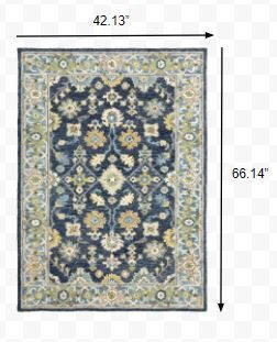 4′ X 6′ Navy And Blue Bohemian Area Rug