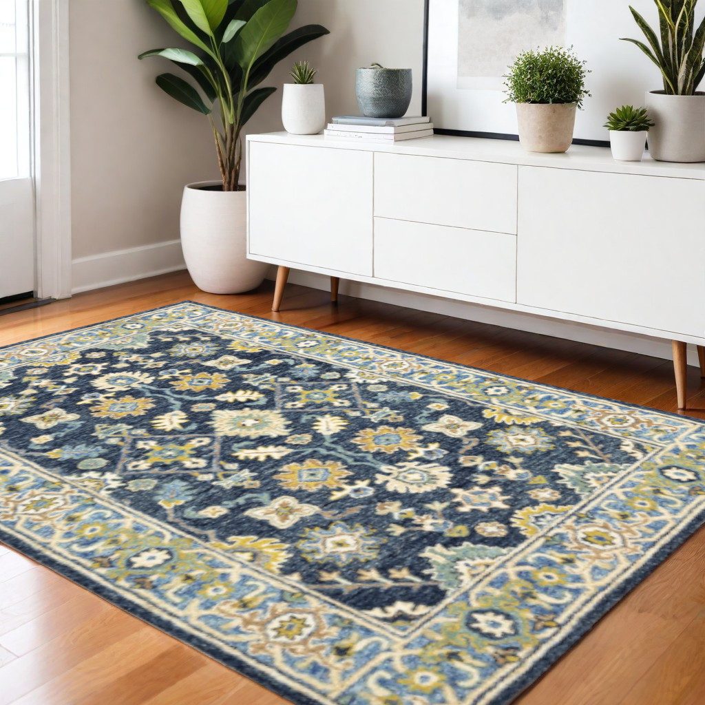 4′ X 6′ Navy And Blue Bohemian Area Rug