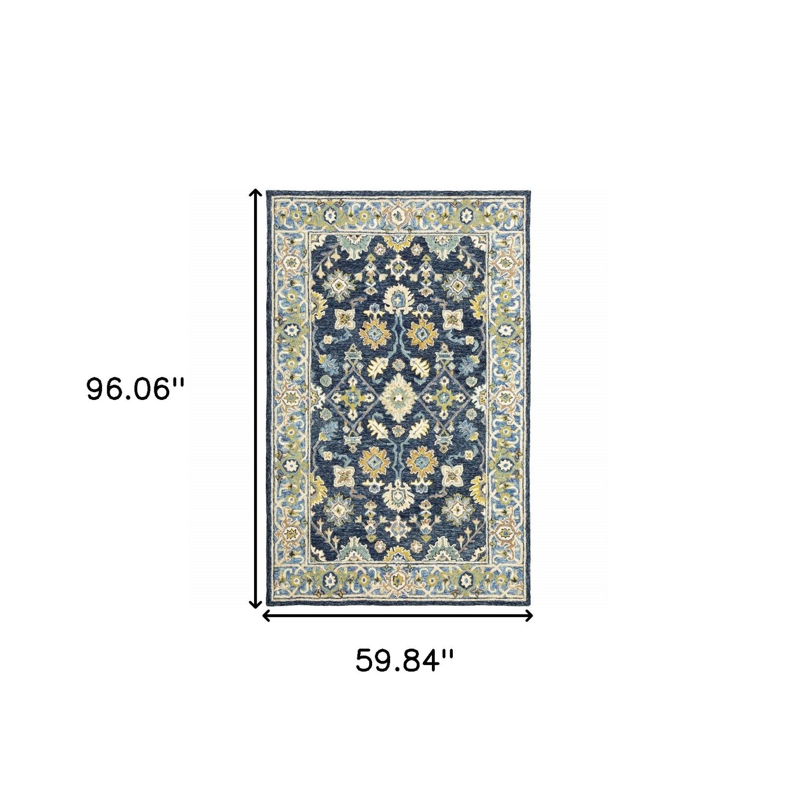 5′ X 8′ Navy And Blue Bohemian Area Rug