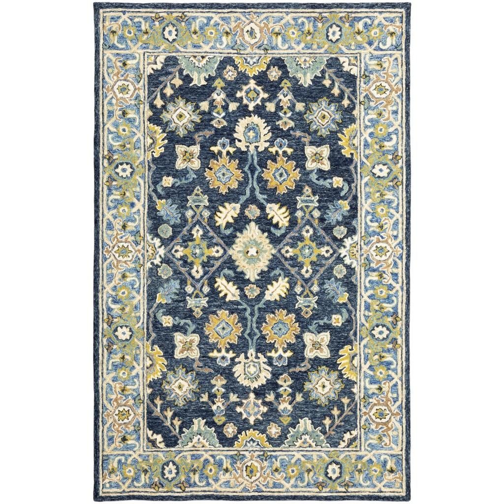 8′ X 10′ Navy and Blue Bohemian Area Rug