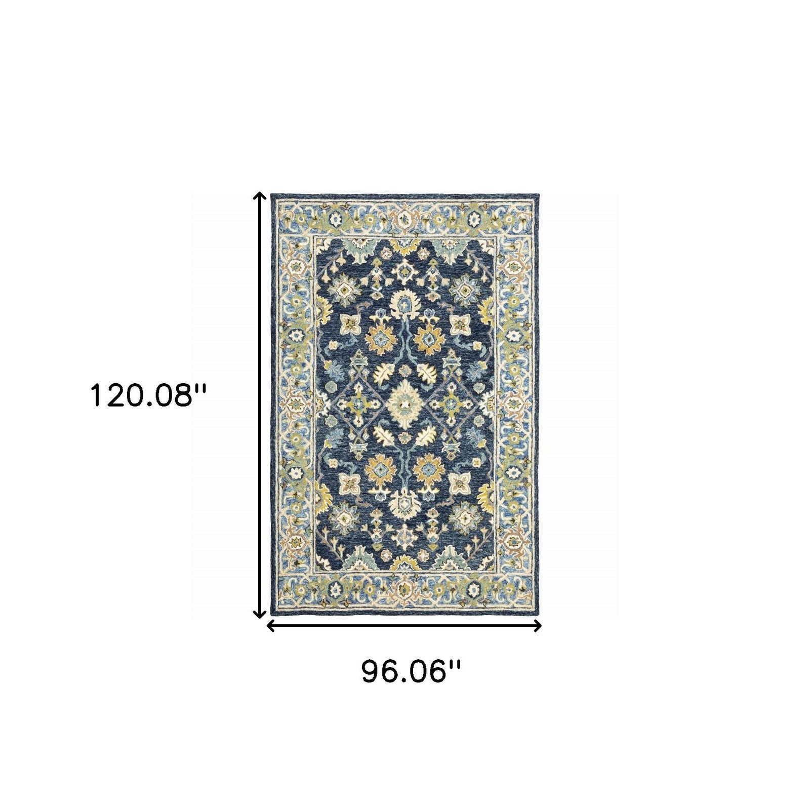 8′ X 10′ Navy and Blue Bohemian Area Rug