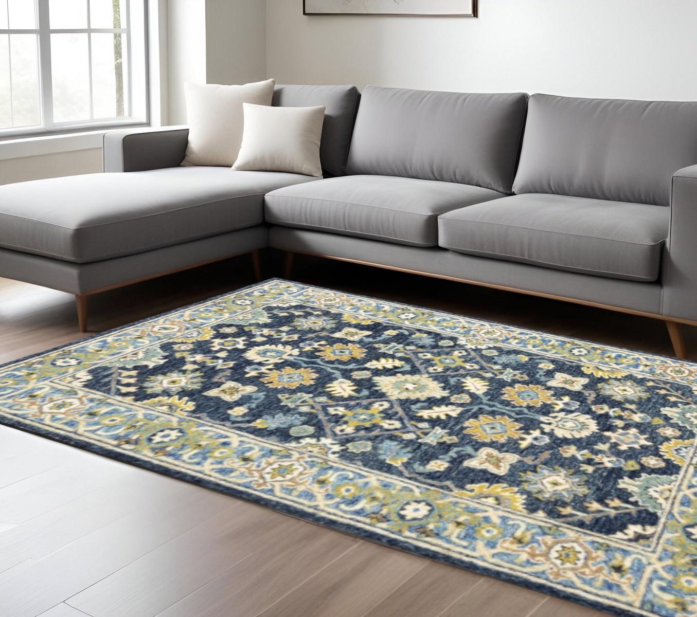 10′ X 13′ Navy And Blue Bohemian Area Rug