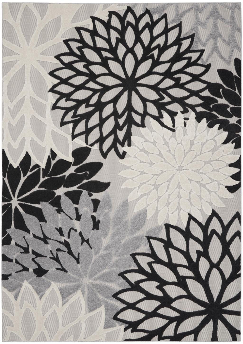 7′ X 10′ Black And White Handmade Indoor Outdoor Area Rug