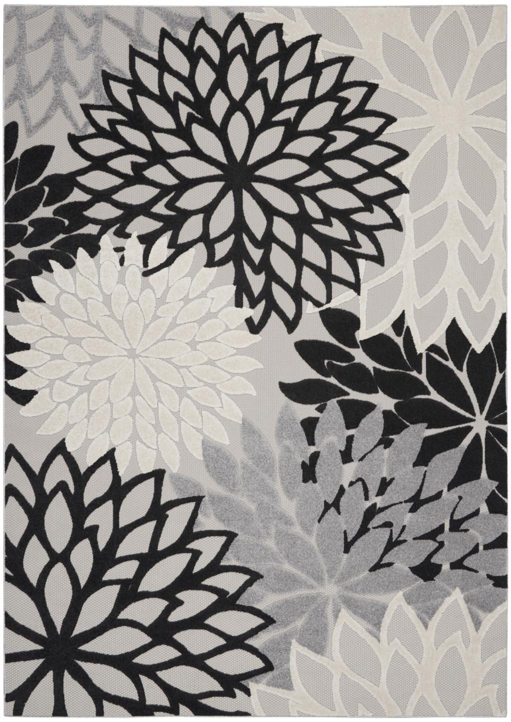 7′ X 10′ Black And White Handmade Indoor Outdoor Area Rug