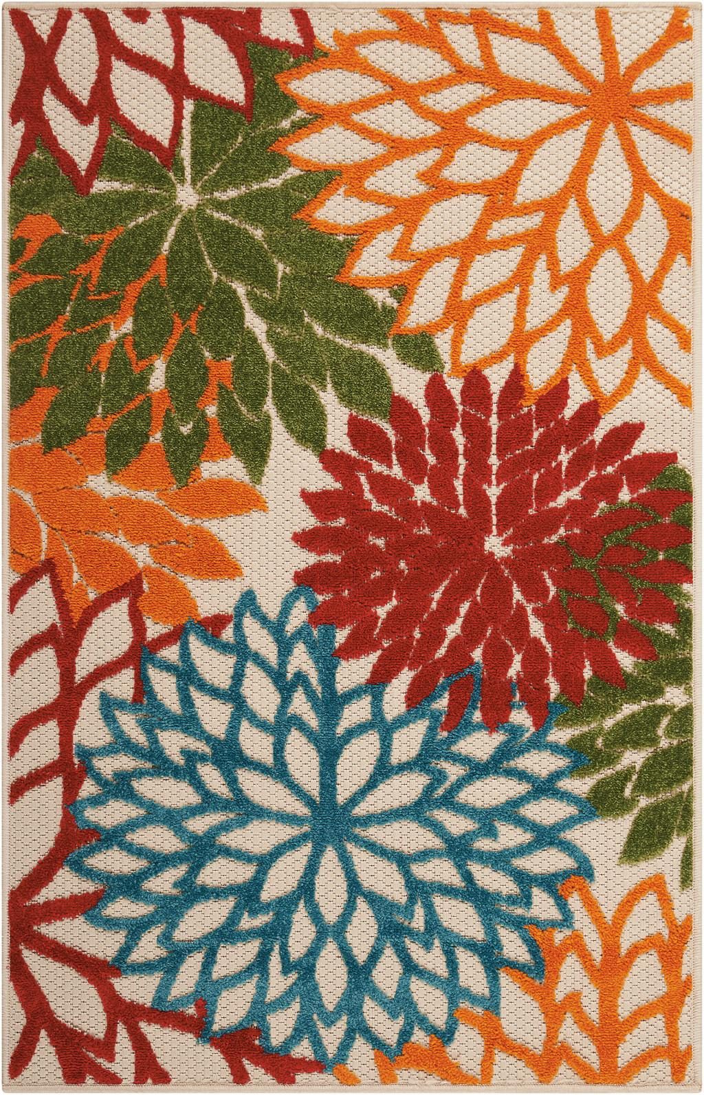 3′ X 4′ Green and Ivory Indoor Outdoor Area Rug