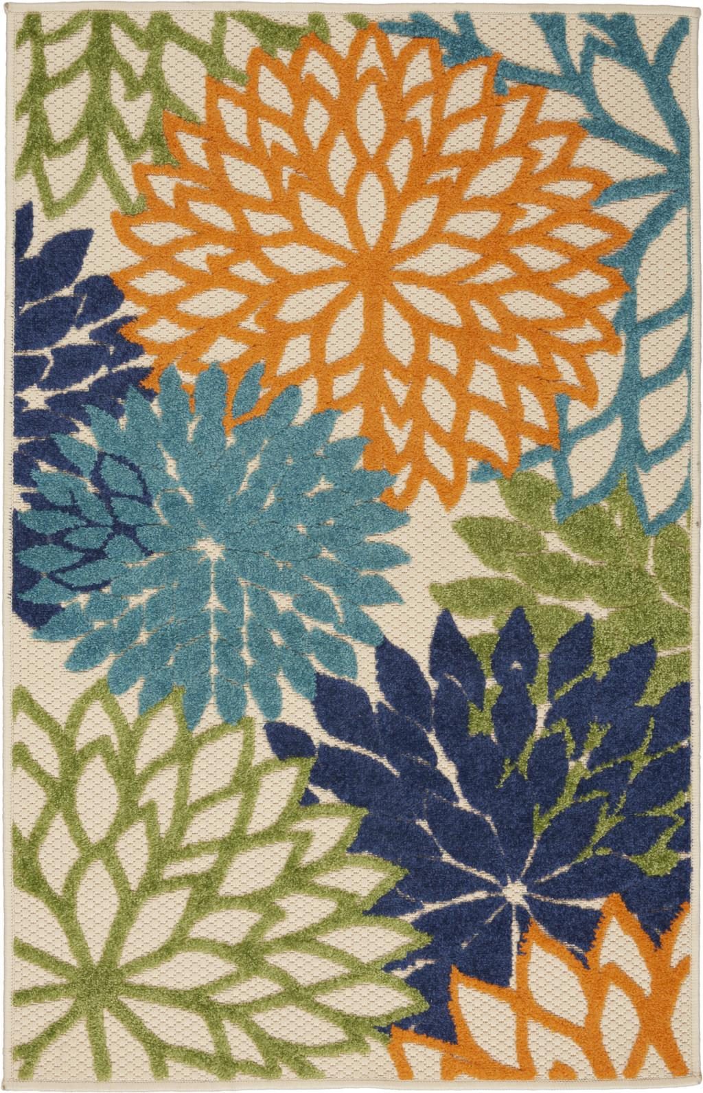 3′ X 4′ Ivory Blue Indoor Outdoor Area Rug II