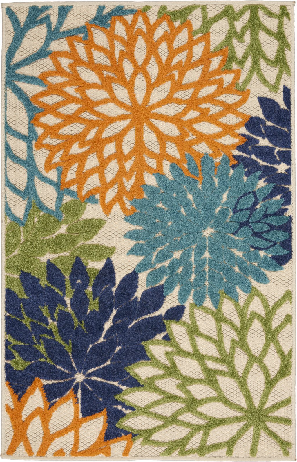 3′ X 4′ Ivory Blue Indoor Outdoor Area Rug II