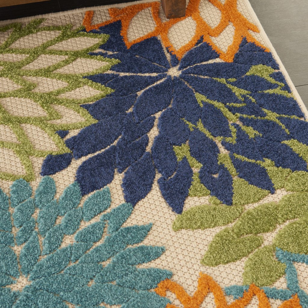 3′ X 4′ Ivory Blue Indoor Outdoor Area Rug II