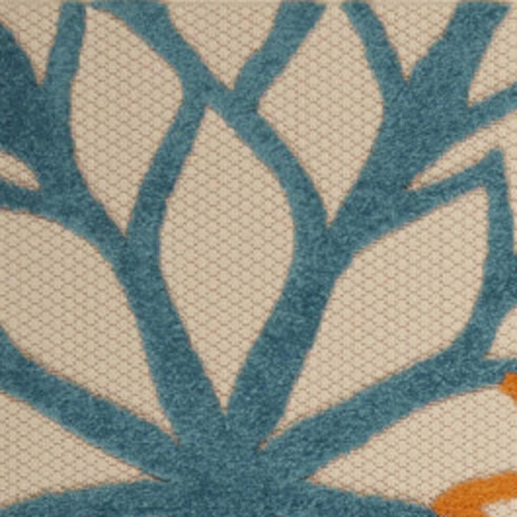 5′ X 8′ Ivory and Blue Floral Indoor Outdoor Rug