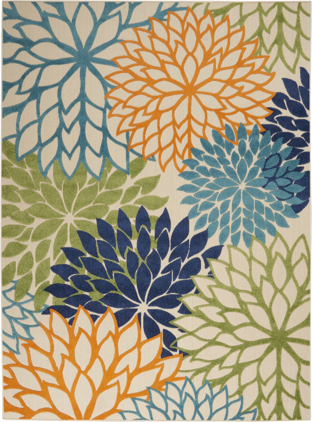 8′ X 11′ Ivory Blue Indoor Outdoor Area Rug II