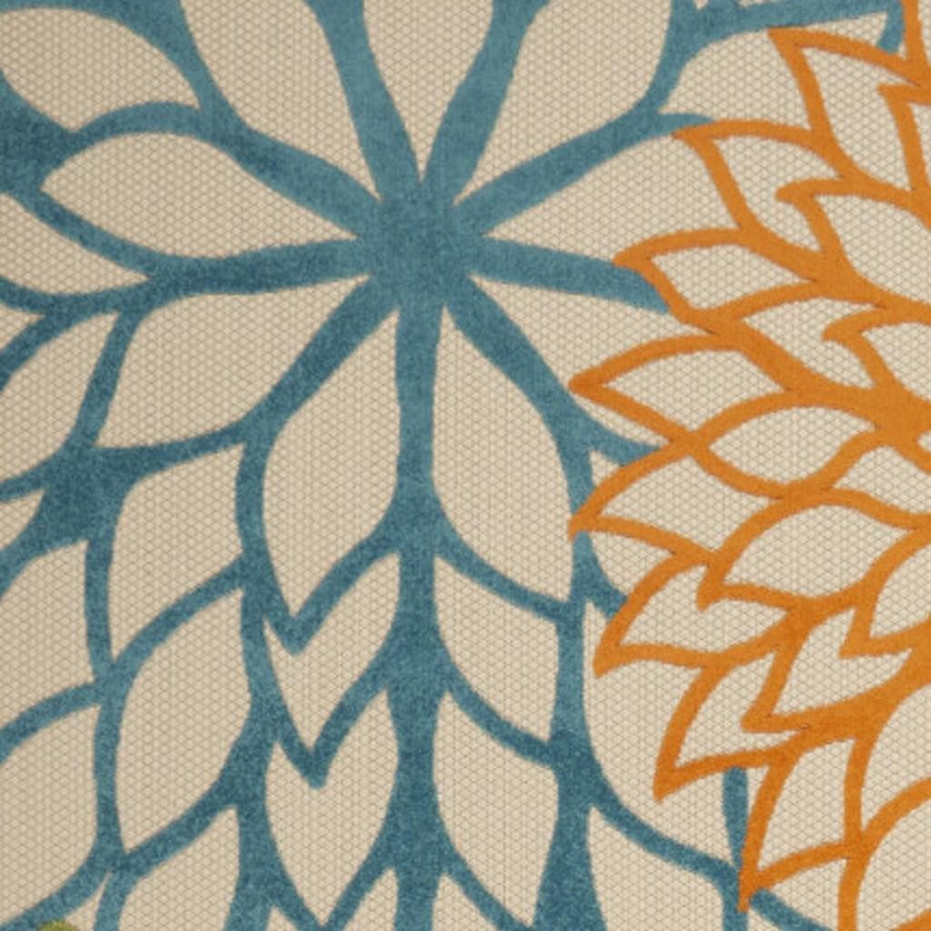 8′ X 11′ Ivory Blue Indoor Outdoor Area Rug II