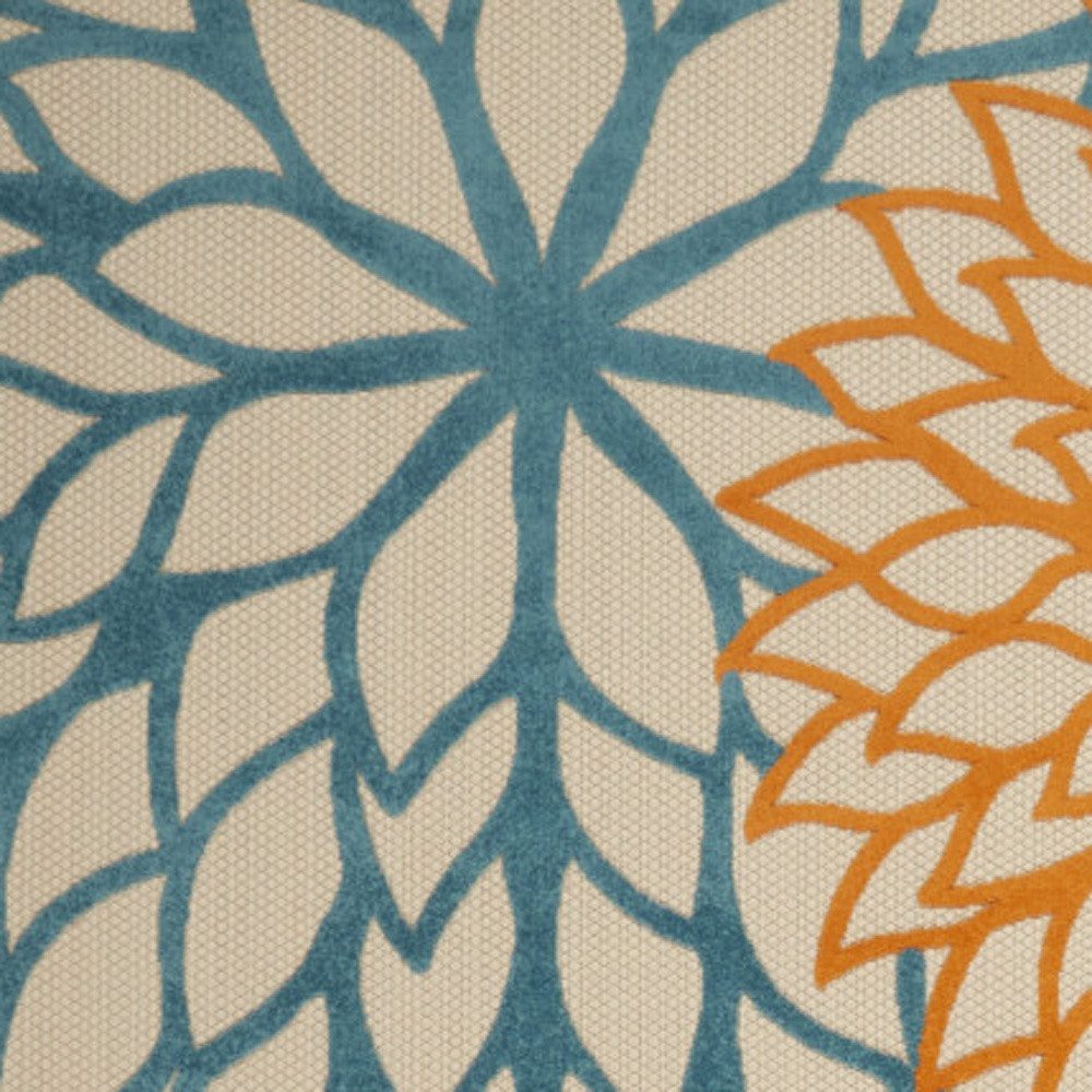 8′ X 11′ Ivory Blue Indoor Outdoor Area Rug II
