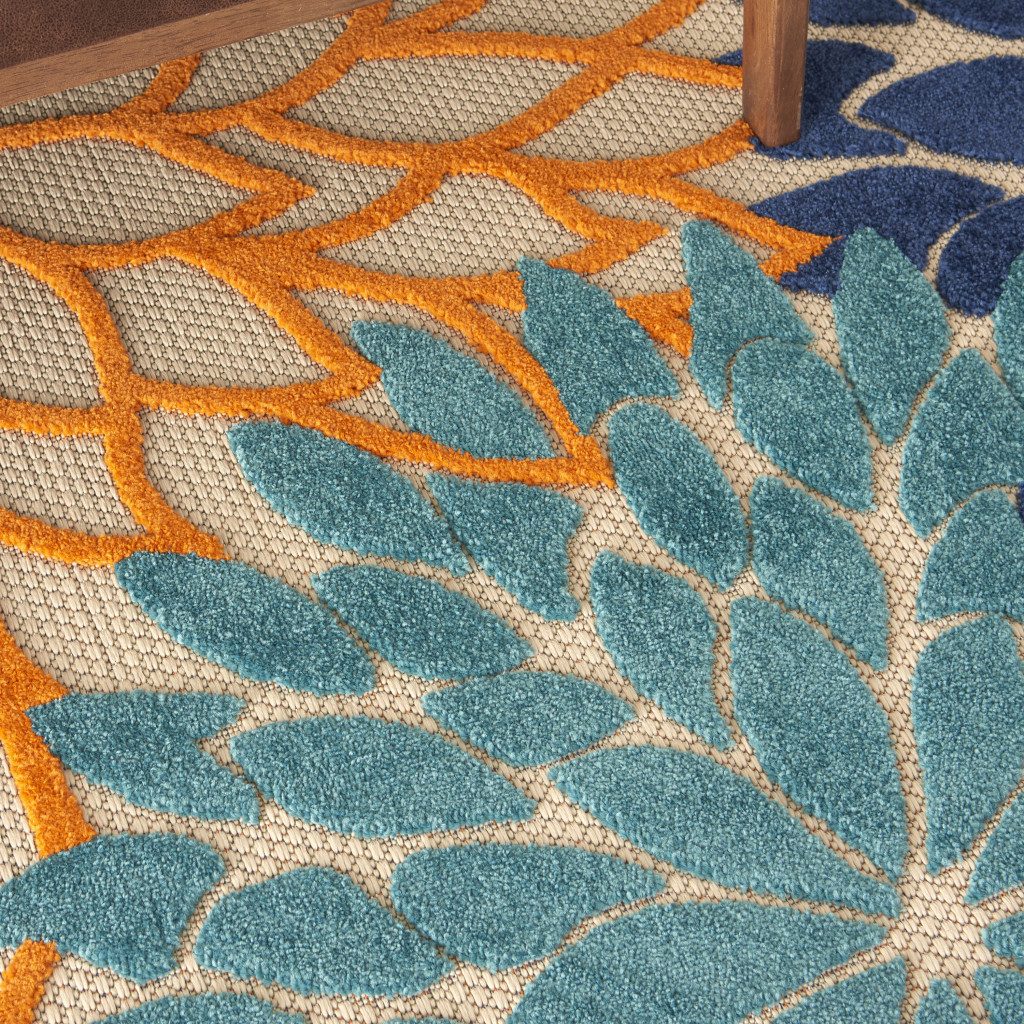 8′ X 11′ Ivory Blue Indoor Outdoor Area Rug II