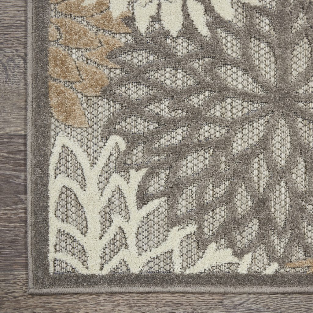 8′ Gray and Ivory Indoor Outdoor Area Rug