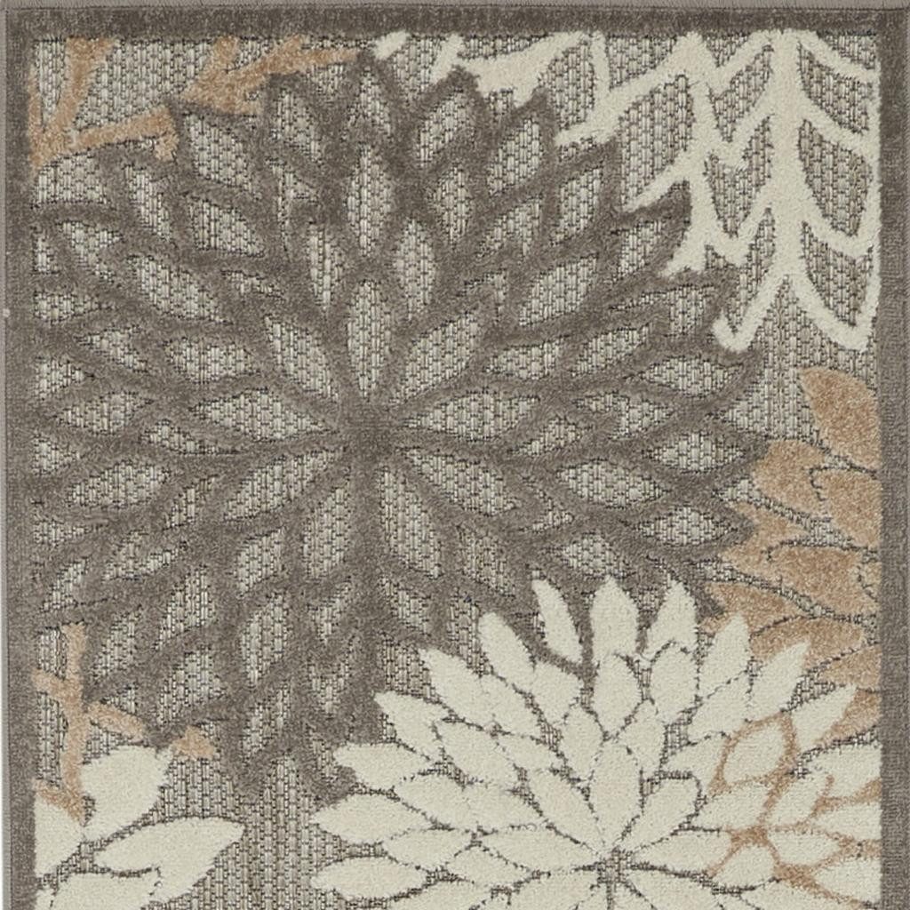 10′ Gray and Ivory Indoor Outdoor Area Rug
